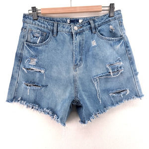 Denim Shorts High Rise Distressed‎ Women's Blue Jean